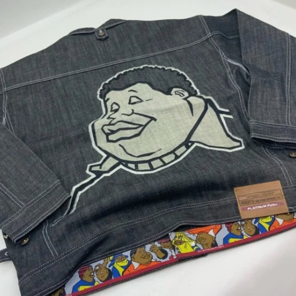 Men's Fubu Black Phat Albert Raw Black Denim Jacket NWT